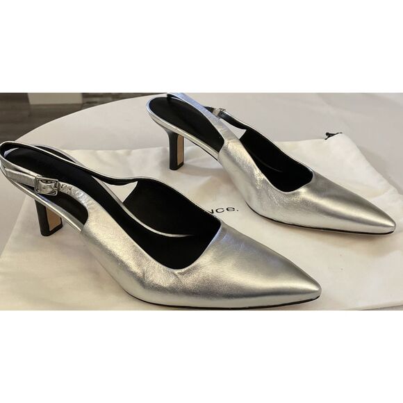 New Vince Pandora Pointed Toe Slingback Pump in Silver Size 11 M - Picture 5 of 5